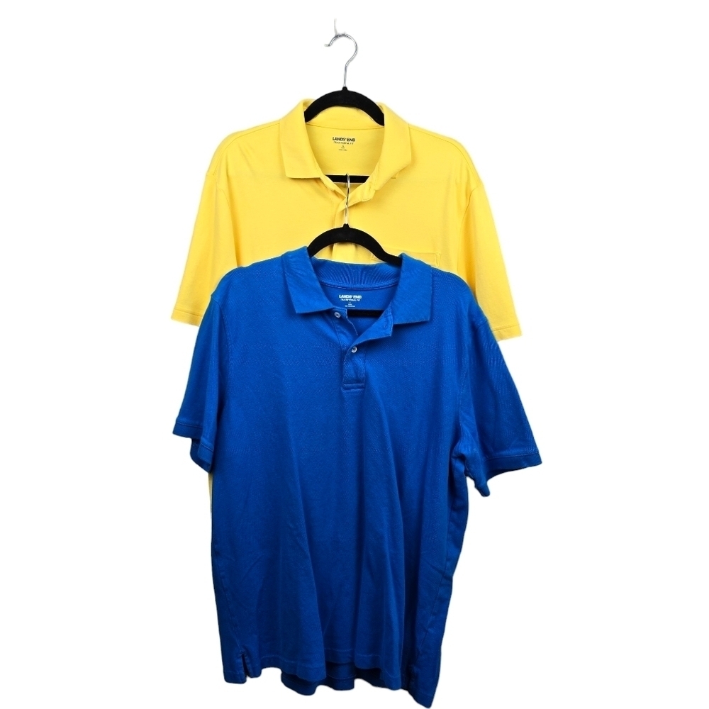 LANDS' END Polo Shirts Bundle Traditional Fit Yellow/Blue Mens Size‎ L 42-44